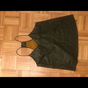 Army green leather tank top